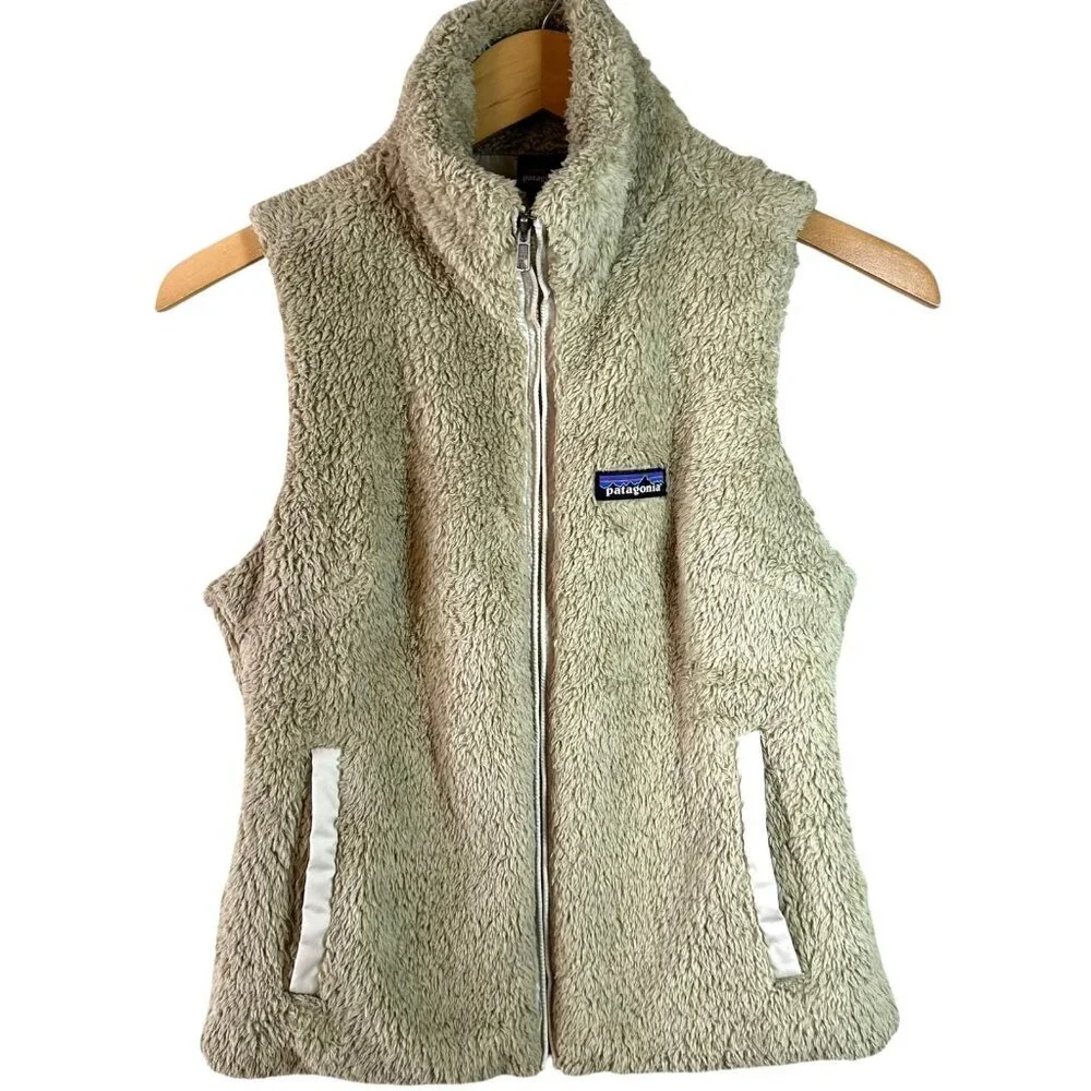 Patagonia Tan Sherpa Fleece Zip Vest Outdoor Casual Layering Women’s Small (S) - Picture 2 of 5